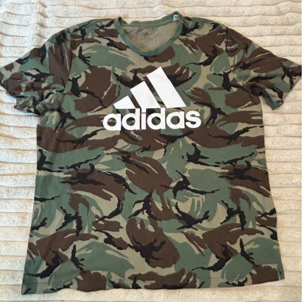 adidas Men’s Camouflage Logo Tee in Green and Brown
